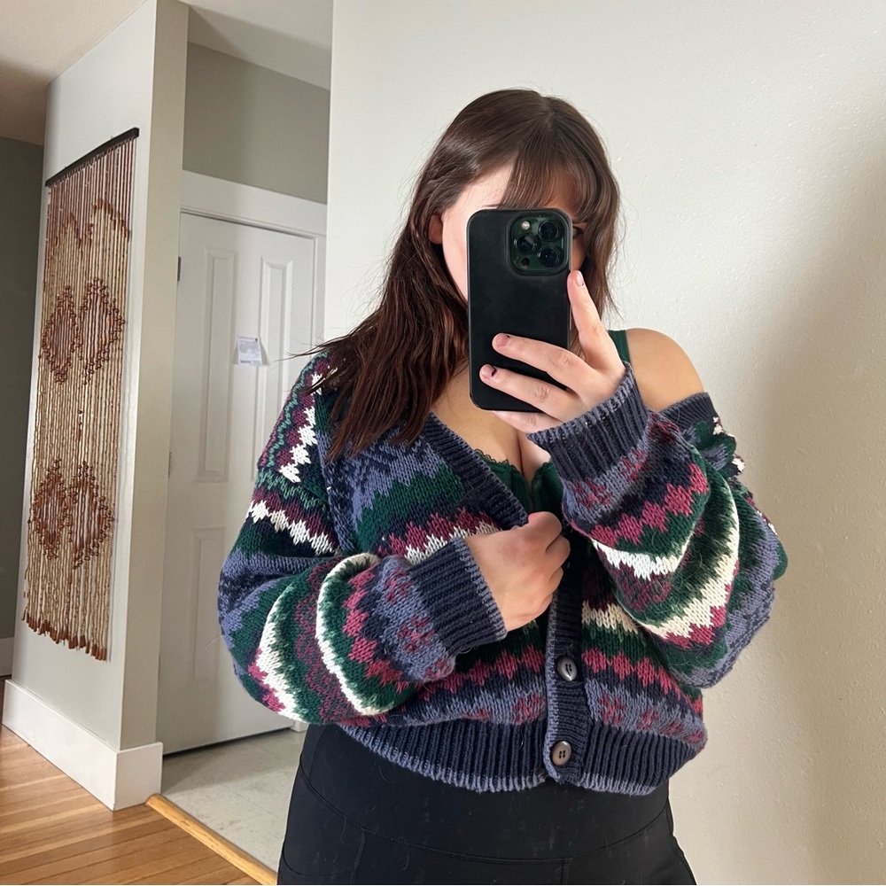 90s Chunky Colorful Cardigan Sweater